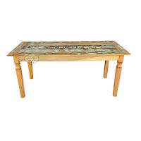 Mesa Em Madeira 200 X 90 Com Tinta Pátina Em Demolição Sudeste Rústico - 7
