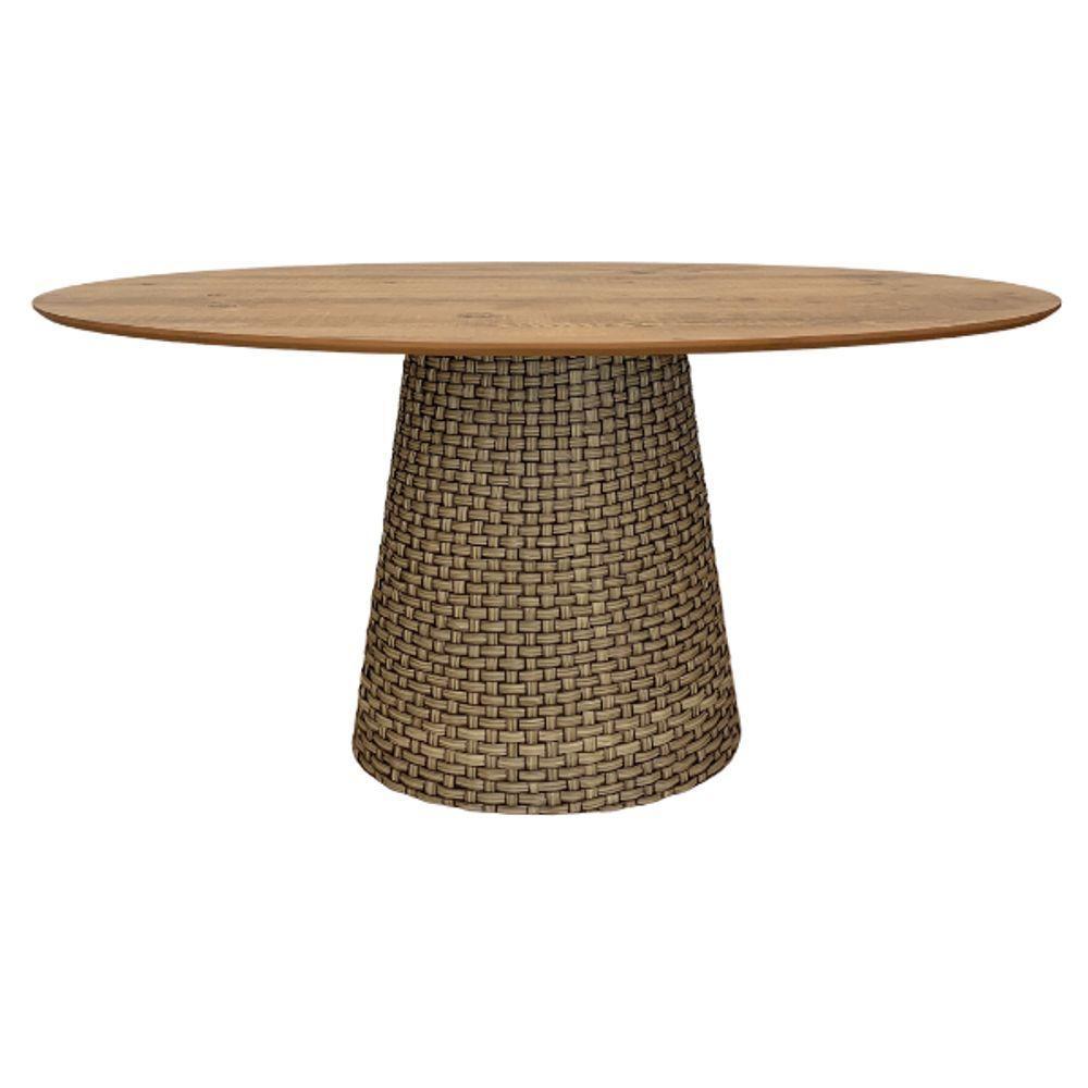 Mesa De Jantar Cone Oval 160x90 Cm Tampo Antíqua Base Fibra Sintética Cor Marrom - 7