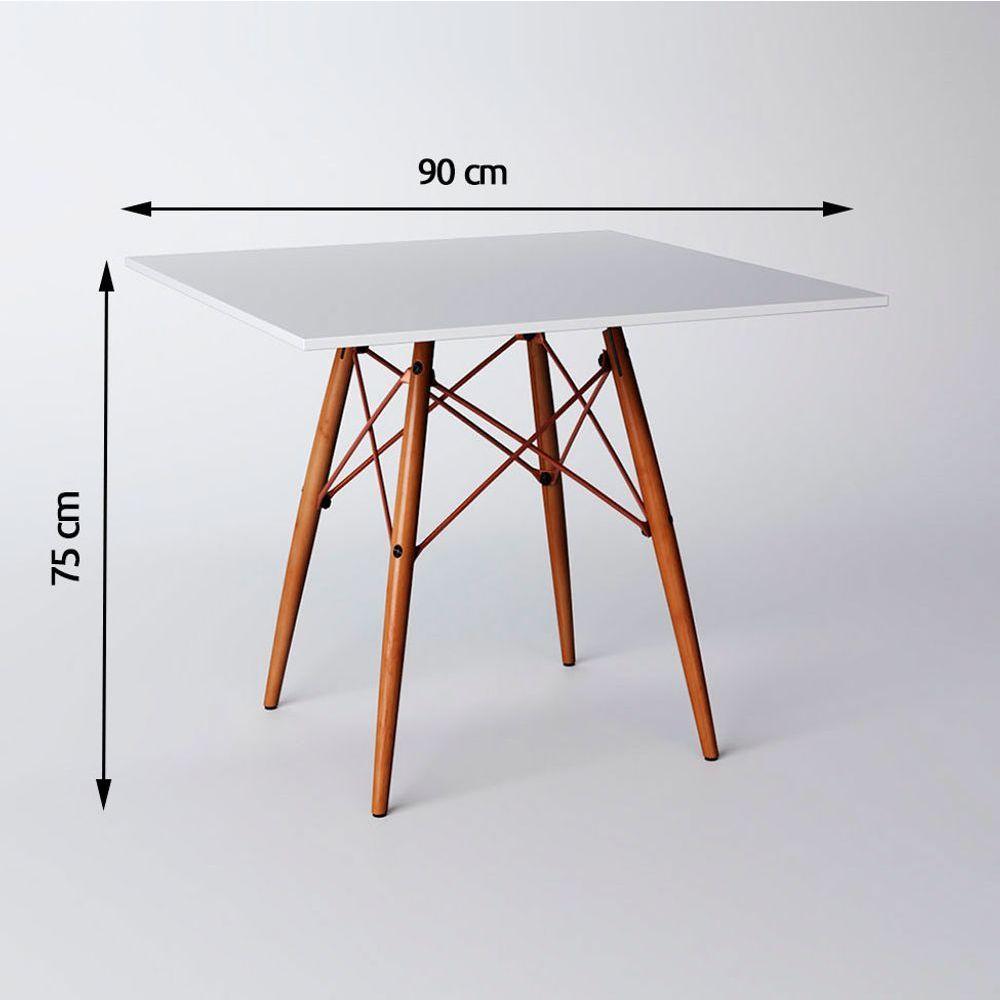 Mesa Eiffel Wood Cobre Tampo De Madeira Quadrado 90 Cm Branco Asturias - Cor: Marrom - 2