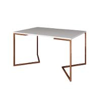 Mesa Jantar Industrial Retangular 137X90Cm Branca Base Cobre V Cor: Branco - 1