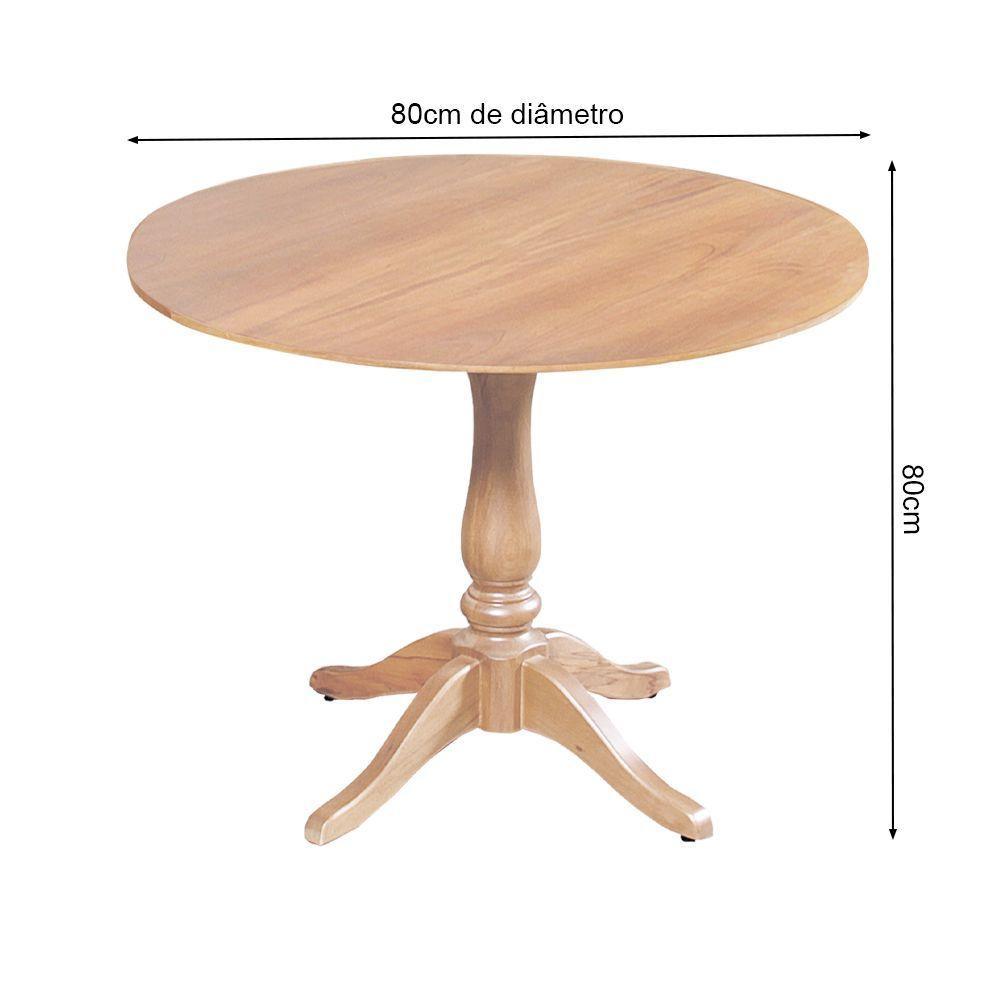 Mesa Redonda De Jantar 80Cm S/ Borda Rústica Em Madalena- Natural - Bege - 2