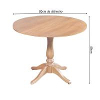 Mesa Redonda De Jantar 80Cm S/ Borda Rústica Em Madalena- Natural - Bege - 2