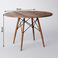 Mesa Eiffel Wood Tampo Redonda De Madeira 90 Cm Amadeirado Asturias - Cor: Marrom - 2
