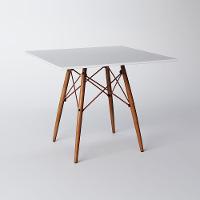 Mesa Eiffel Wood Cobre Tampo De Madeira Quadrado 90 Cm Branco New Green - Branco - 1