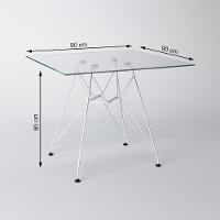 Mesa Eiffel Quadrada 90Cm Tampo De Vidro Com Base De Ferro Branco Cor: Branco - 2