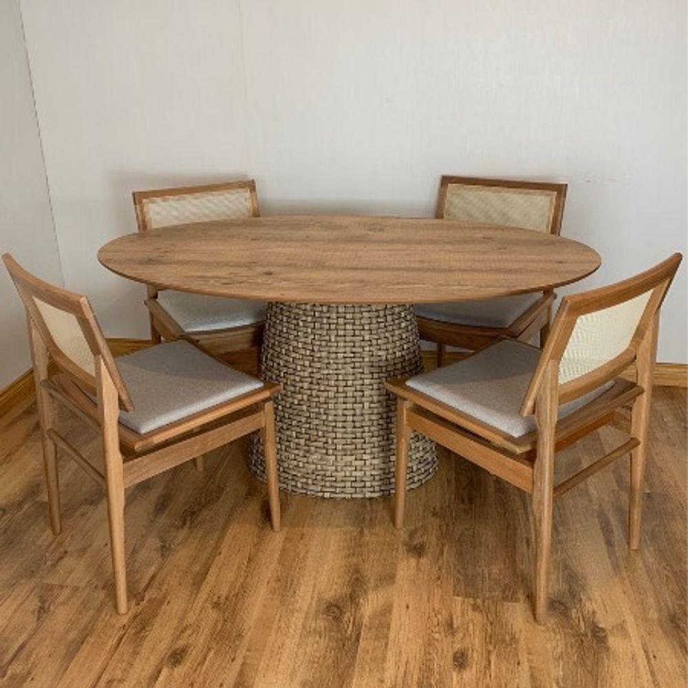 Mesa De Jantar Cone Oval 198x122 Cm Tampo Antíqua Base Fibra Sintética Cor Marrom - 2