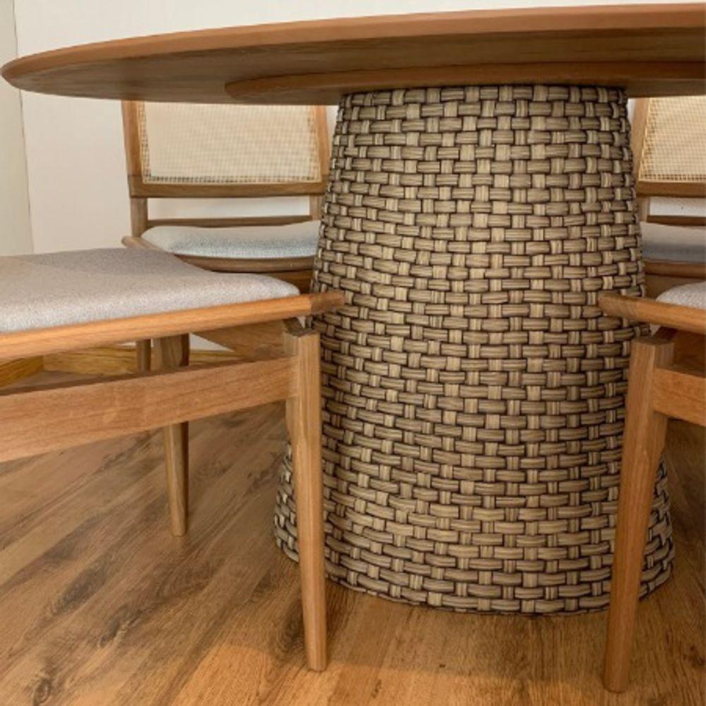 Mesa De Jantar Cone Oval 198x122 Cm Tampo Antíqua Base Fibra Sintética Cor Marrom - 3