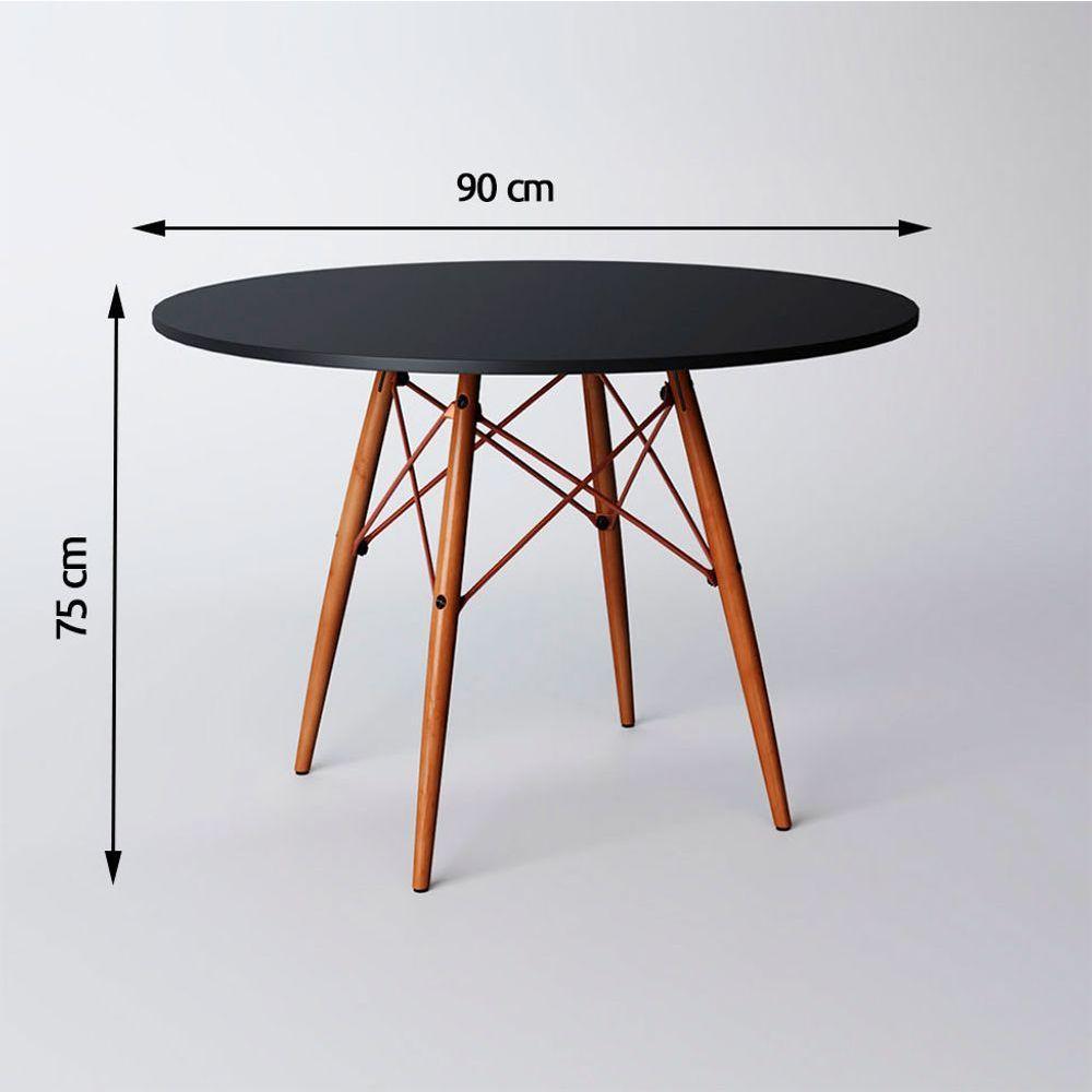 Mesa Eiffel Wood Cobre Tampo De Madeira 90Cm Preto Preto - 2