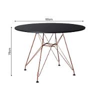 Mesa Eiffel Redonda 90Cm Tampo De Madeira Preto Com Base De Ferro Cobre - Cor: Preto - 2