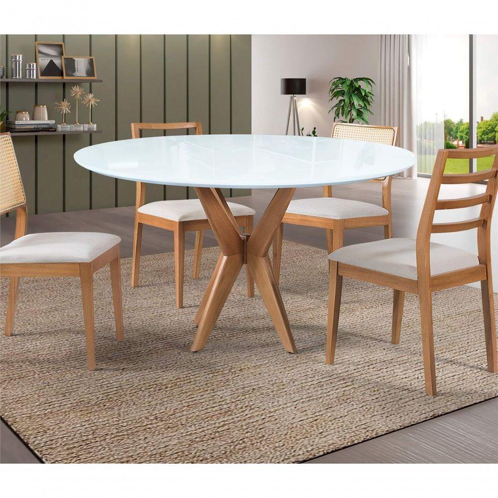 Mesas De Jantar Pandora Cor Branco Diâmetro 1,10m - 1