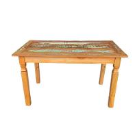 Mesa Em Madeira 120 X 80 Com Tinta Pátina Em Demolição Sudeste Rústico - 1