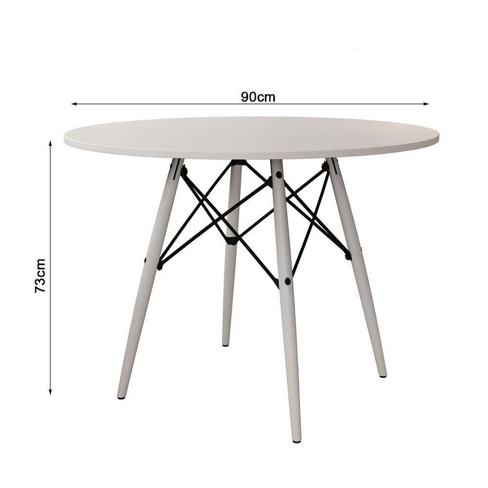 Mesa Eiffel Tampo De Madeira 90Cm Branco Premium Pés Brancos - 2