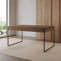 Mesa Jantar Industrial Retangular Amêndoa 137X90Cm Base Ferro Preto Cor: Amendoa - 1