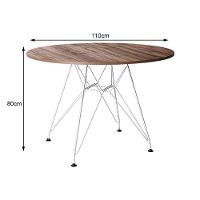 Mesa Eiffel Redonda 110Cm Tampo De Madeira Amendôa Com Base De Ferro Branco - Cor: Marrom - 2
