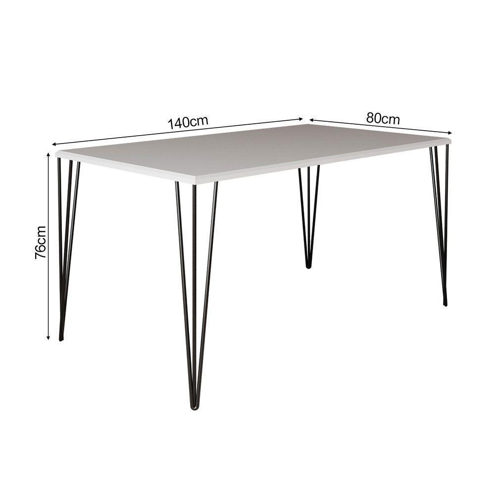 Mesa Elen Tampo Retangular 140 X 80 Cm De Madeira Branco Asturias - Cor: Branco - 2