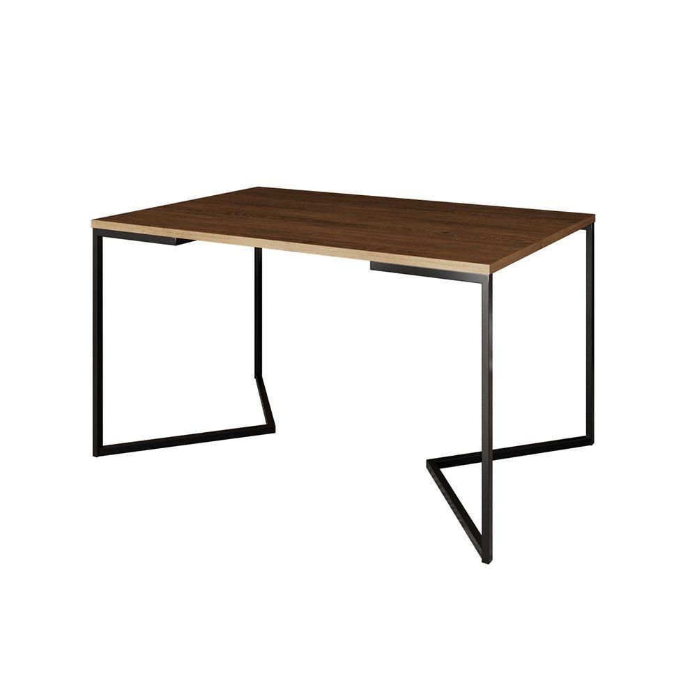 Mesa Jantar Industrial Amêndoa Retangular 137X90Cm Base V Ferro Preto Cor: Amendoa - 1