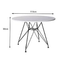 Mesa Eiffel Redonda 110Cm Tampo De Madeira Branco Com Base De Ferro Preto - Cor: Branco - 2