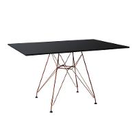 Mesa Eiffel Retangular 120X75 Tampo De Madeira Preto Com Base De Ferro Cobre - 1