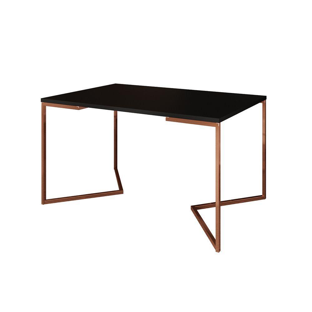 Mesa Jantar Industrial Retangular 137X90Cm Preta Base Cobre V Cor: Preto - 1