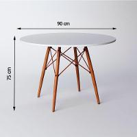 Mesa Eiffel Wood Cobre Tampo De Madeira 90Cm Branco Branco - 2