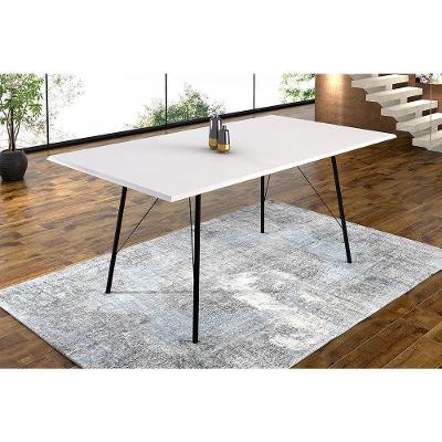 Mesa Sala De Jantar Preto 150X90Cm Tampo Branco Branco