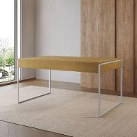 Mesa Jantar Industrial Retangular Canela 137X90Cm Base Ferro Branco Cor: Canela - 1