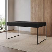 Mesa Jantar Industrial Retangular Preta 137X90Cm Base Ferro Preto Cor: Preto - 1