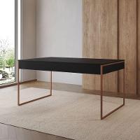 Mesa Industrial De Jantar Preta 137X90Cm Retangular Filadélfia Base Ferro Cobre Cor: Preto - 1