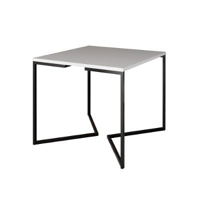 Mesa Jantar Industrial Quadrada Branca 90Cm Base V Ferro Preto Cor: Branco