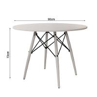 Mesa Eiffel Wood Tampo De Madeira 90 Cm Branco Premium Pés Brancos Asturias - Cor: Marrom - 2