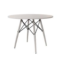 Mesa Eiffel Wood Tampo De Madeira 90 Cm Branco Premium Pés Brancos Asturias - Cor: Marrom - 3