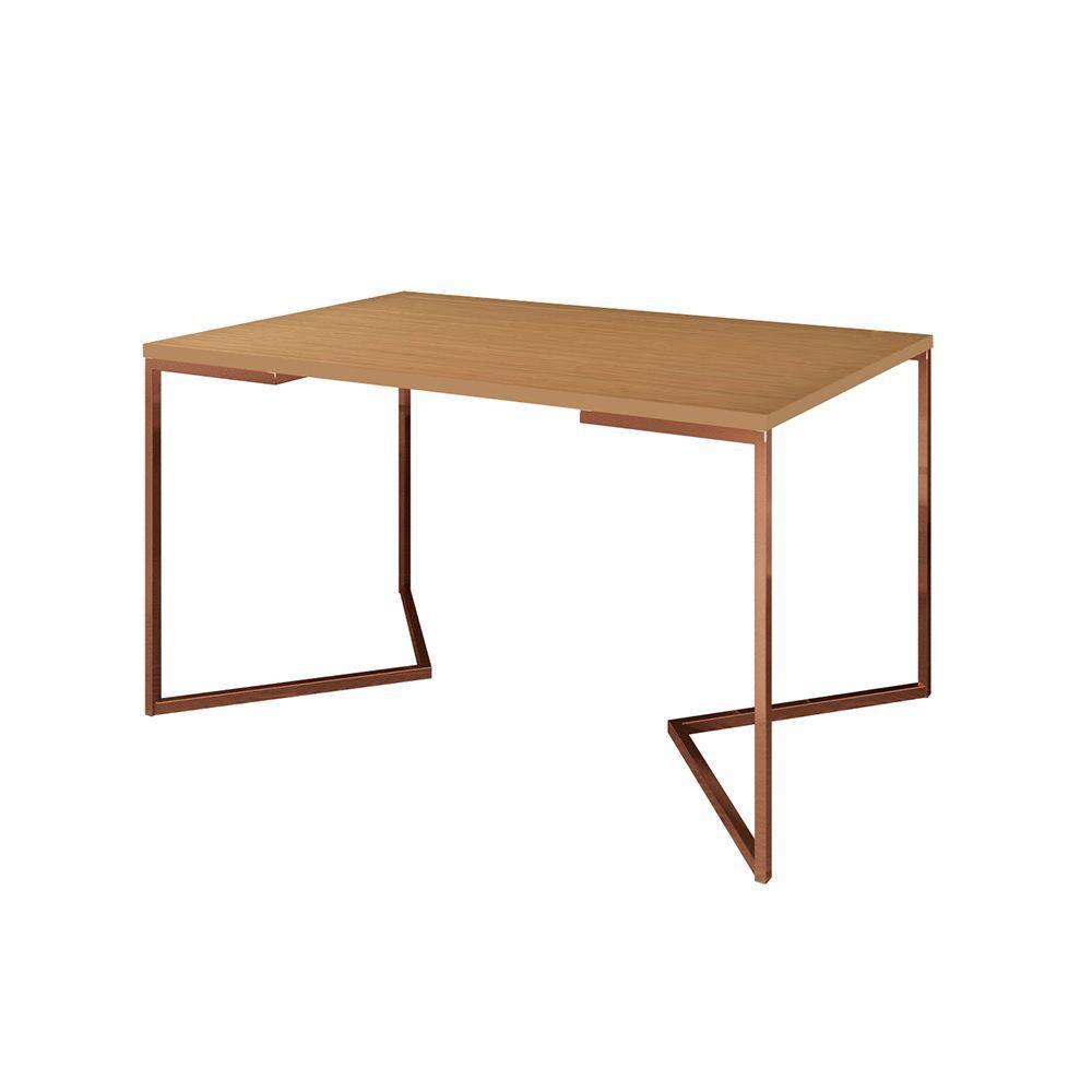 Mesa Jantar Industrial Retangular 137X90Cm Canela Base Cobre V Cor: Canela - 1