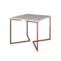 Mesa Jantar Industrial Branca Quadrada 90Cm Base Cobre V Cor: Branco - 1