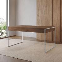 Mesa Jantar Industrial Retangular Amêndoa 137X90Cm Base Ferro Branco Cor: Amendoa - 1