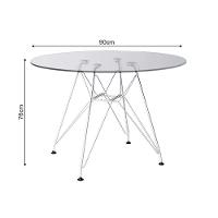 Mesa Eiffel Redonda 90Cm Tampo De Vidro Com Base De Ferro Branco - Cor: Branco - 2