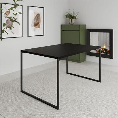 Mesa Jantar 137X90Cm Aço E Madeira Preta Manchester Preto