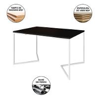Mesa Jantar Industrial Preta Retangular 137X90Cm Base V Ferro Branco Cor: Preto - 3