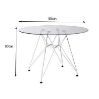 Mesa Ferro Branco Tampo Redondo Vidro 90Cm - 2