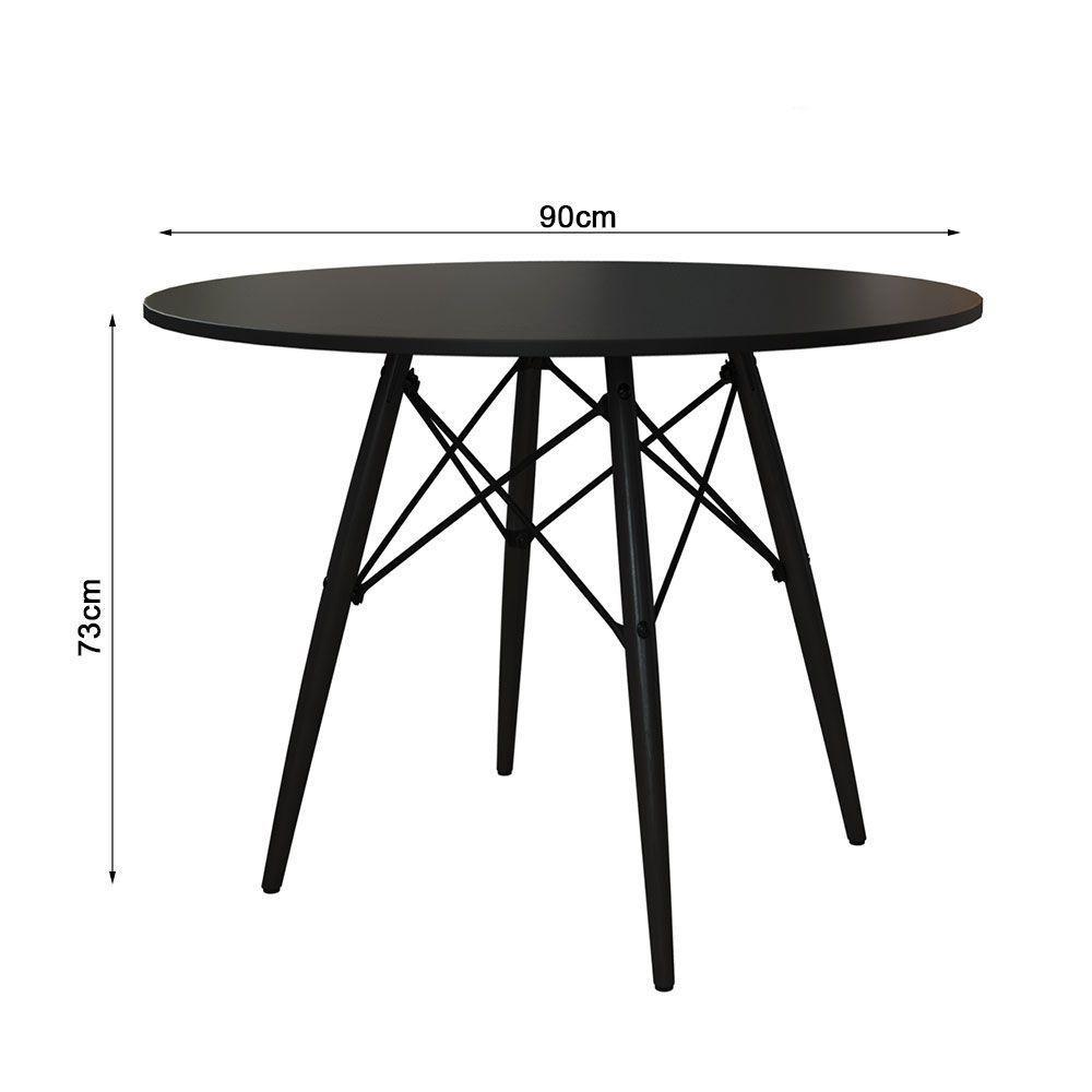 Mesa Eiffel Wood Tampo De Madeira 90 Cm Preto Premium Pés Pretos Asturias - Cor: Marrom - 2