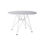 Mesa Ferro Branco Tampo Redondo Madeira Branco 90Cm - 1