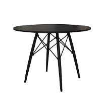 Mesa Eiffel Wood Tampo De Madeira 90 Cm Preto Pés Pretos Asturias - Cor: Marrom - 3