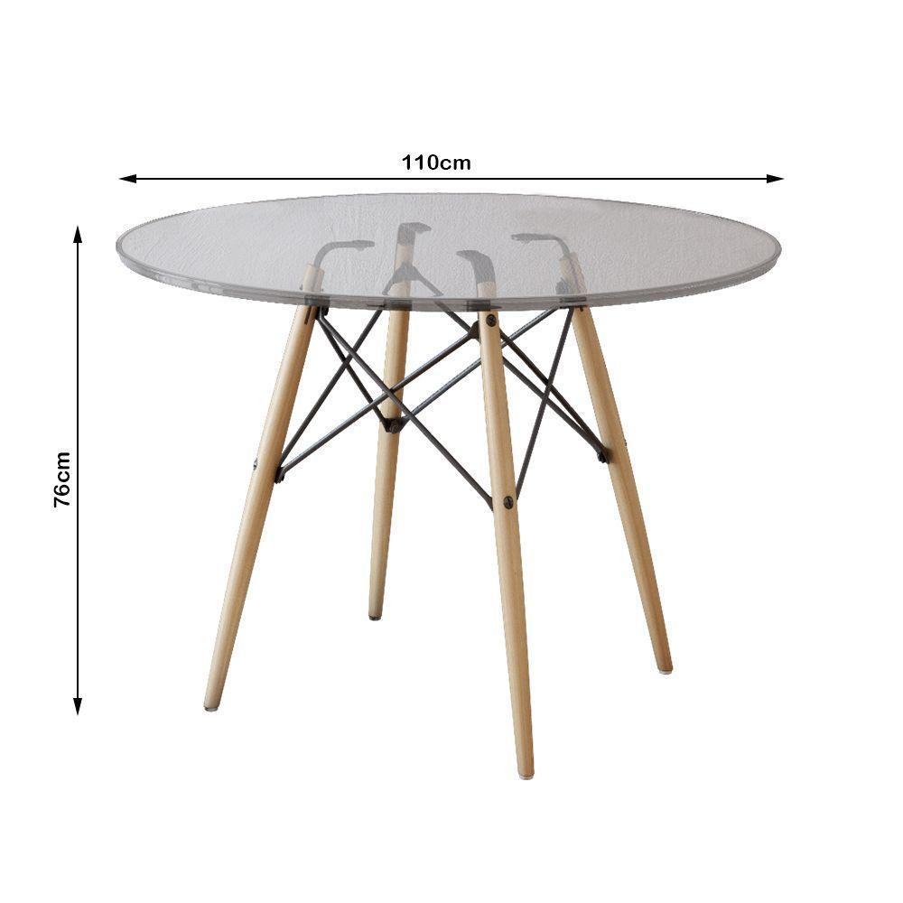 Mesa Eiffel Wood Tampo De Vidro 110Cm - Cor: Branco - 2