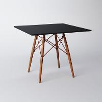 Mesa Eiffel Cobre Tampo De Madeira Quadrada 90Cm Preto Preto - 1
