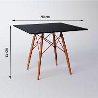 Mesa Eiffel Cobre Tampo De Madeira Quadrada 90Cm Preto Preto - 2