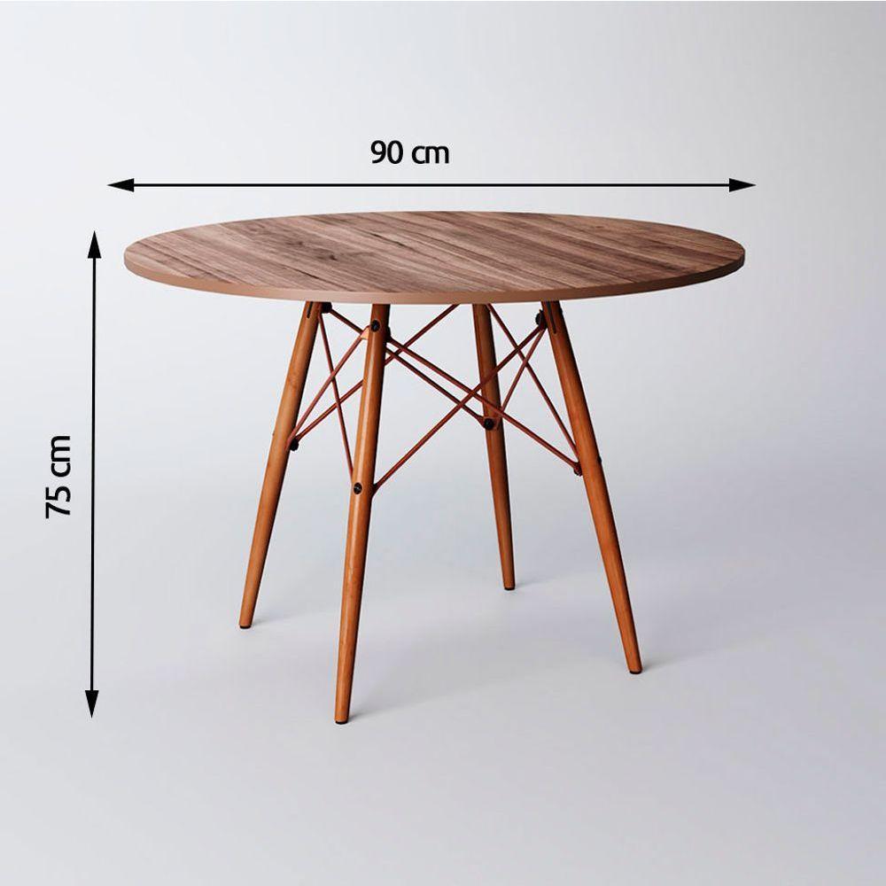 Mesa Eiffel Wood Cobre Tampo De Madeira 90 Cm Amêndoa New Green - Marrom - 2