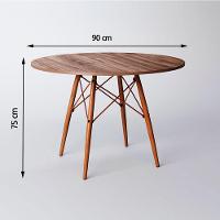 Mesa Eiffel Wood Cobre Tampo De Madeira 90 Cm Amêndoa New Green - Marrom - 2