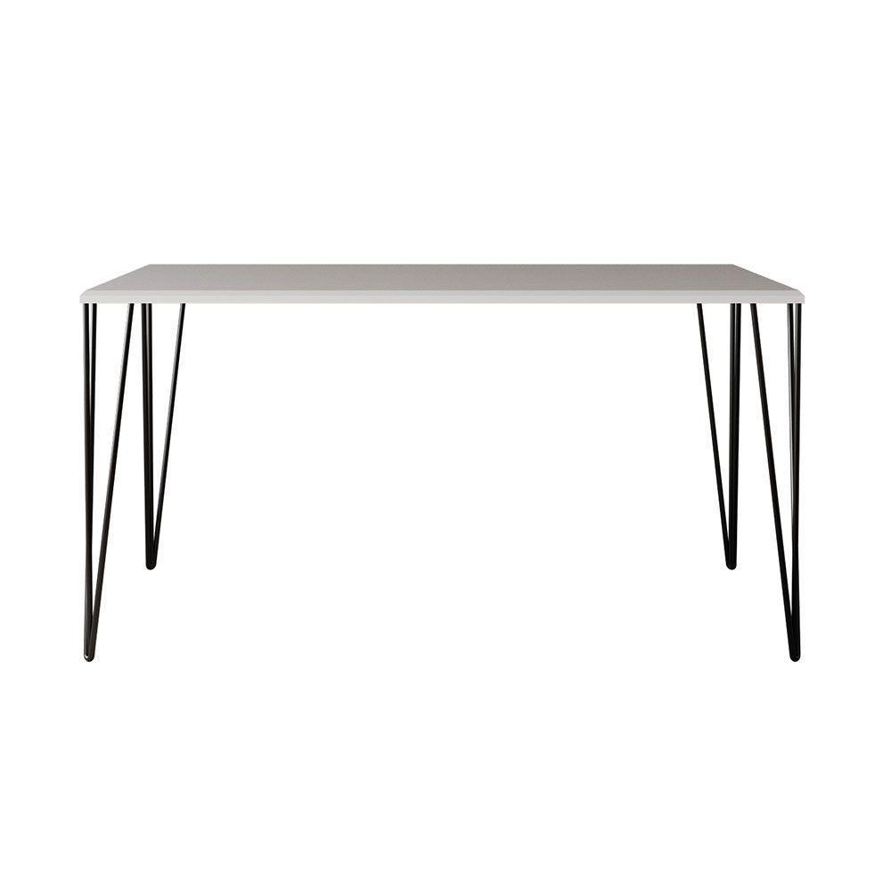 Mesa Elen Tampo Retangular 150 X 90 Cm De Madeira Branco Asturias - Cor: Branco - 3