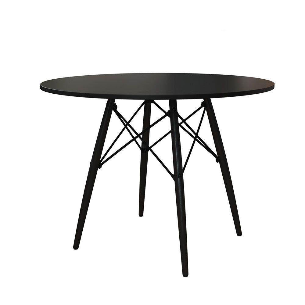 Mesa Eiffel Tampo De Madeira 90Cm Preto Pés Pretos Preto - 3