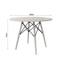 Mesa Eiffel Tampo De Madeira 90cm Branco tampo Branco - 3