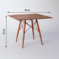 Mesa Eiffel Wood Cobre Tampo De Madeira Quadrada 90 Cm Amêndoa Asturias - Cor: Marrom - 2